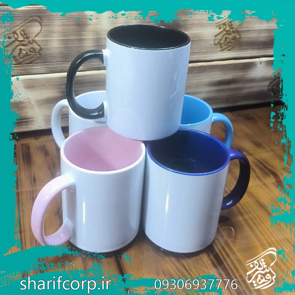 ماگ سرامیکی دسته و داخل رنگی